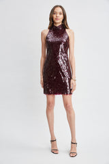 Chandelier Sequin Halter Dress