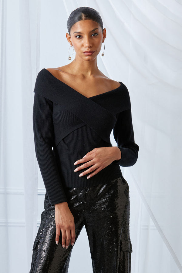 Cross Shoulder Cashmere Merino Sweater