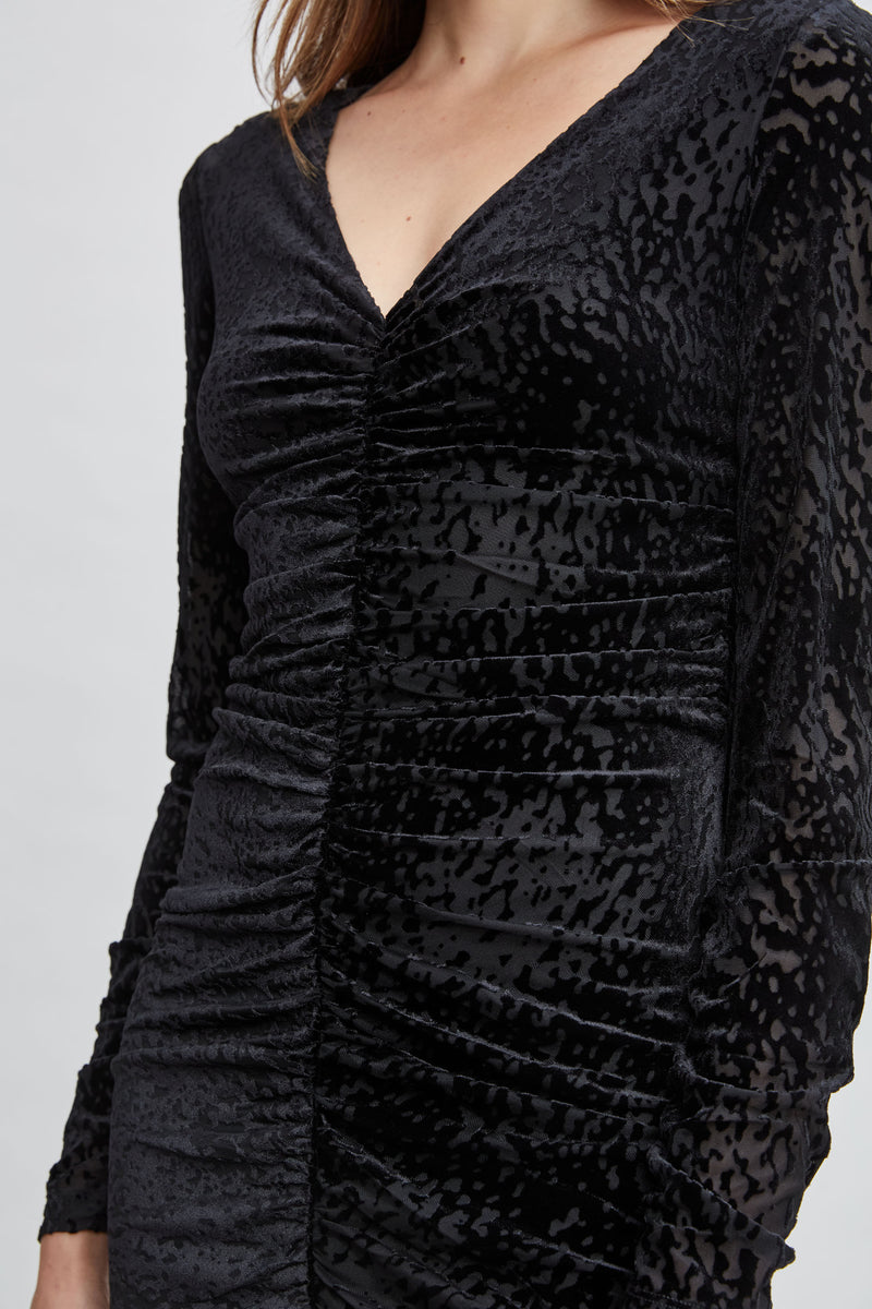 Burnout Velvet Ruched Dress