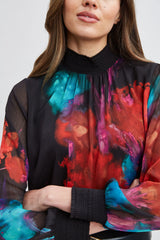 Mock Neck Studio Floral Shirt