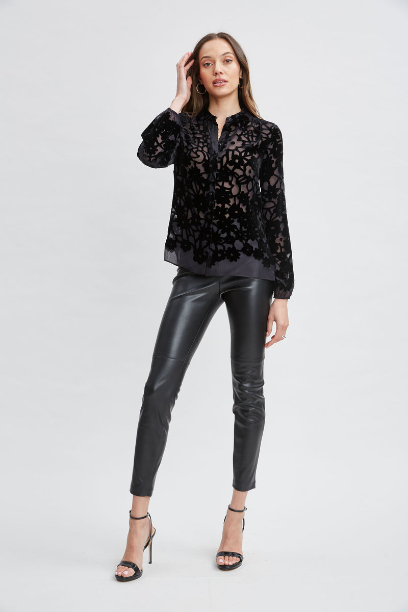 Burnout Silk Velvet Burnout  Shirt