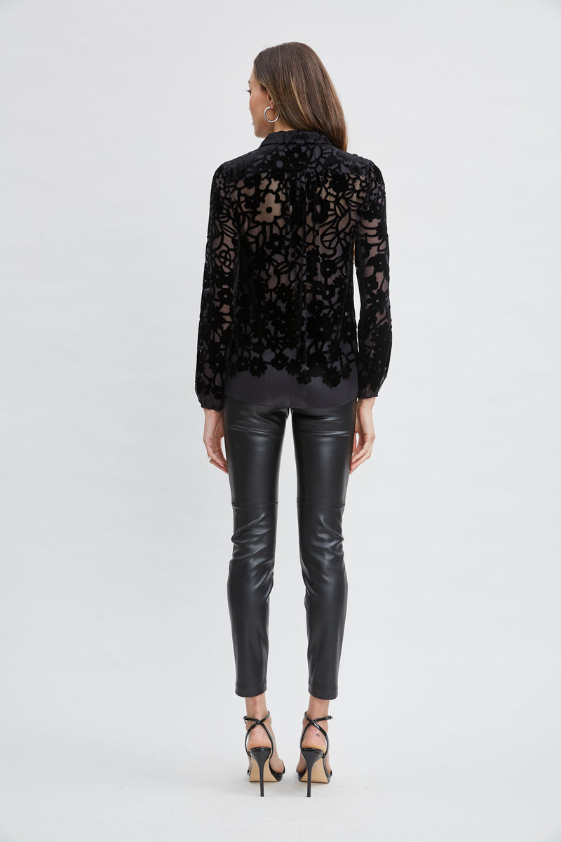 Burnout Silk Velvet Burnout  Shirt