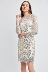 Floral Sequin Long Sleeve Dress