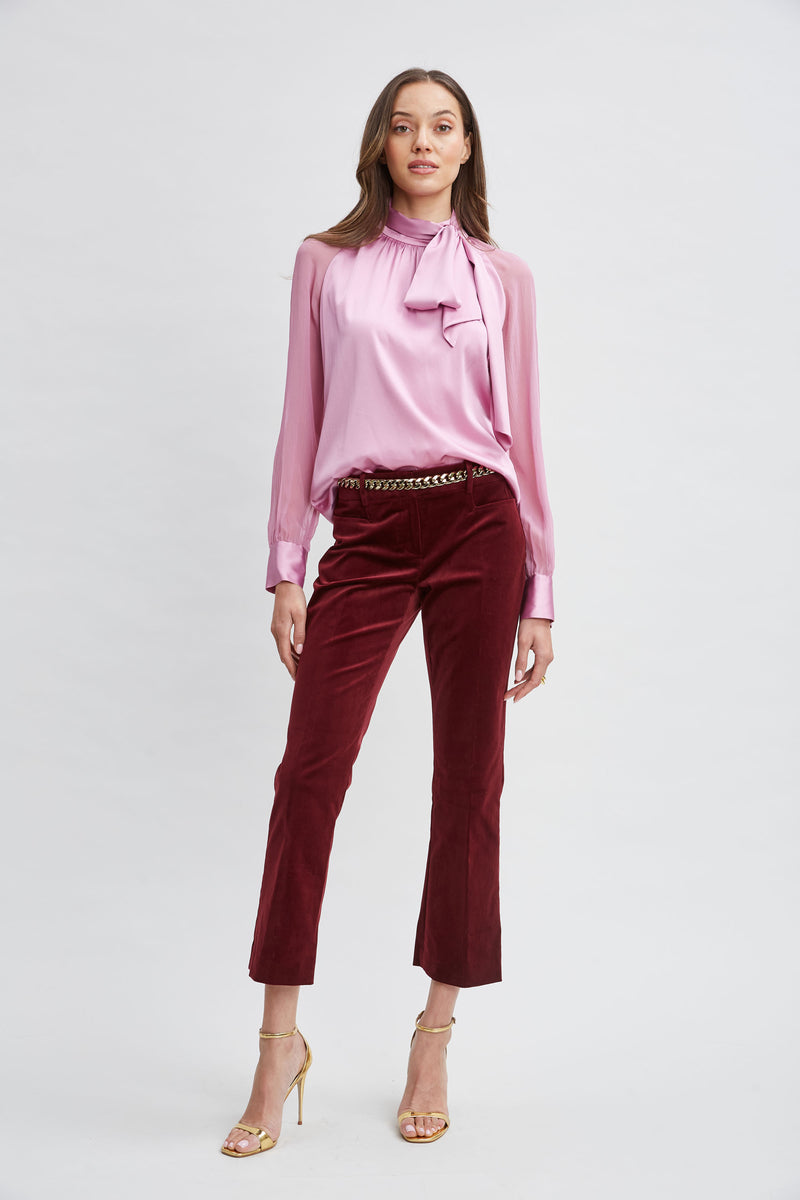 Silk Chiffon Sleeve Tie Shirt