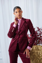 Single Button Velvet Blazer