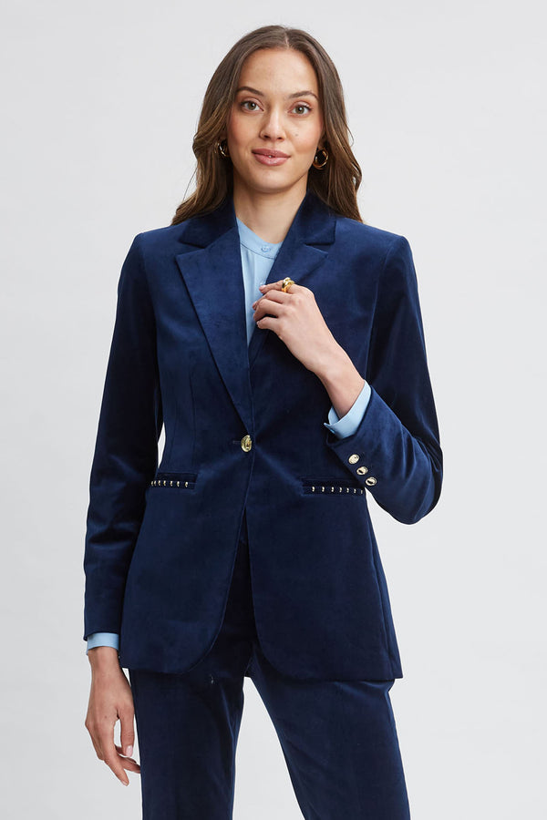 Single Button Velvet Blazer