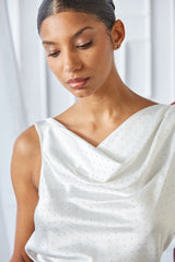 Satin Crystal Cowl Top