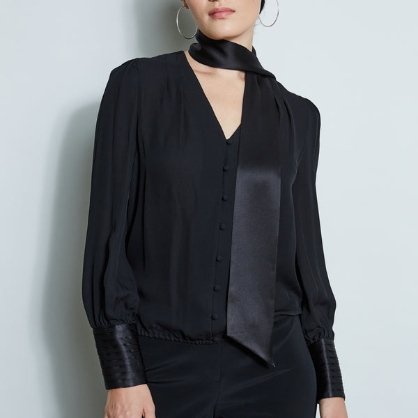 Blouson Satin Tie Shirt