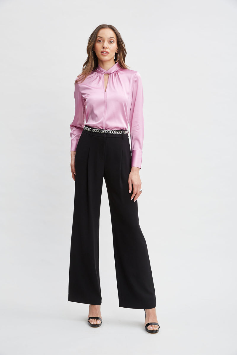 Silk Satin Twist Neck Shirt