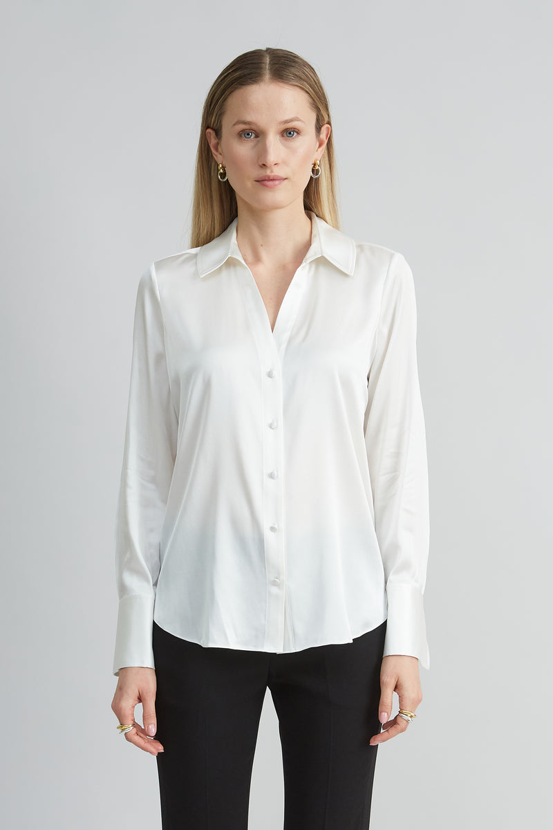 Silk Satin Button Down Shirt