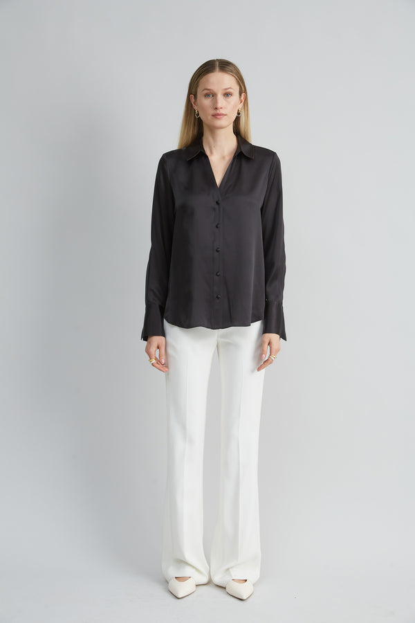 Silk Satin Button Down Shirt