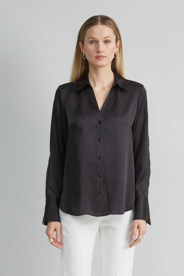 Silk Satin Button Down Shirt