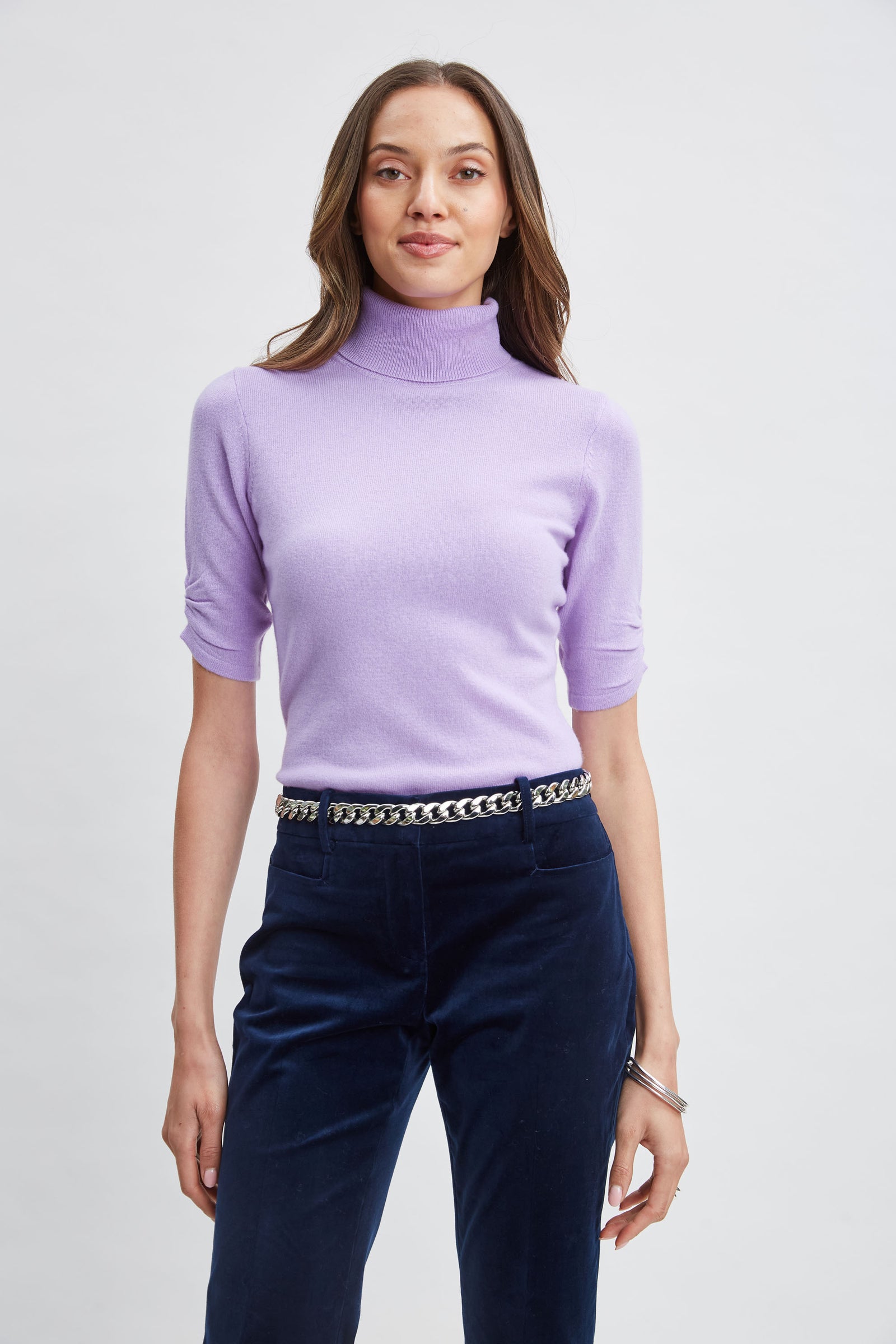 Purple turtleneck short sleeve hotsell