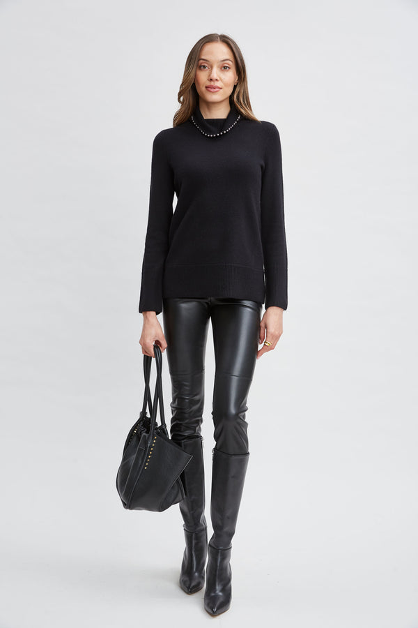 Pearl Turtleneck Cashmere Wool Sweater