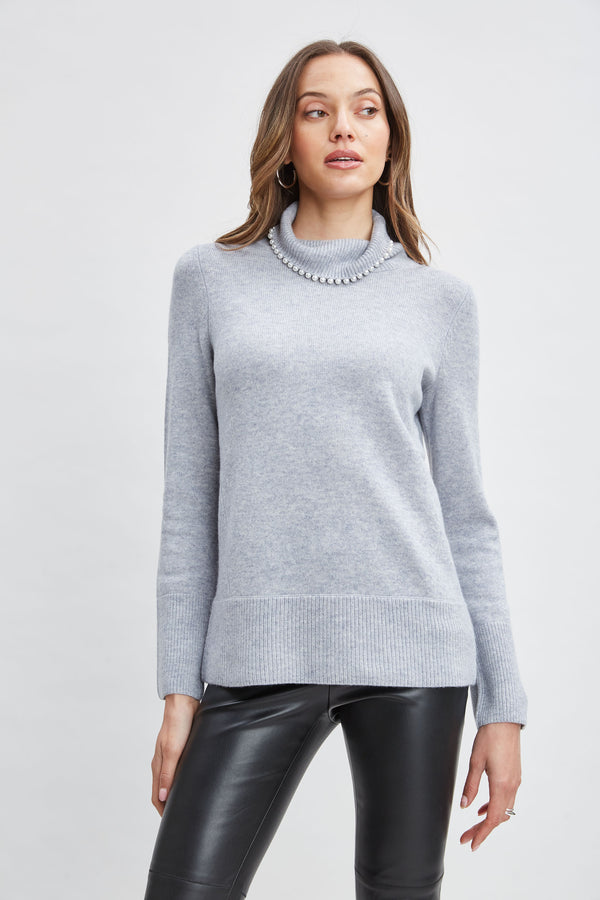 Pearl Turtleneck Cashmere Wool Sweater