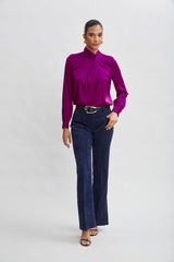 Silk Draped Neck Shirt