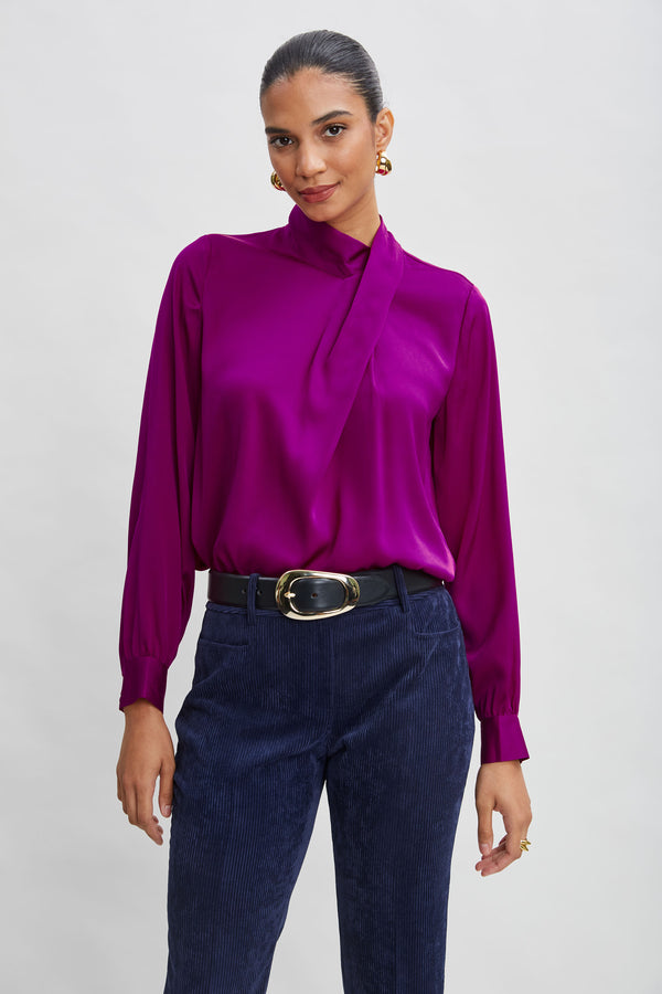 Silk Draped Neck Shirt