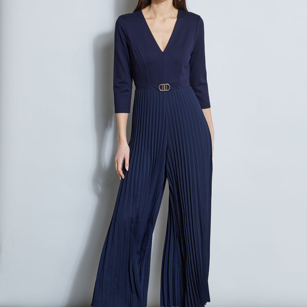 Knit Bodice Pleated Jumpsuit – Elie Tahari