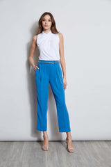 Pleated Straight Leg Pull On Pant