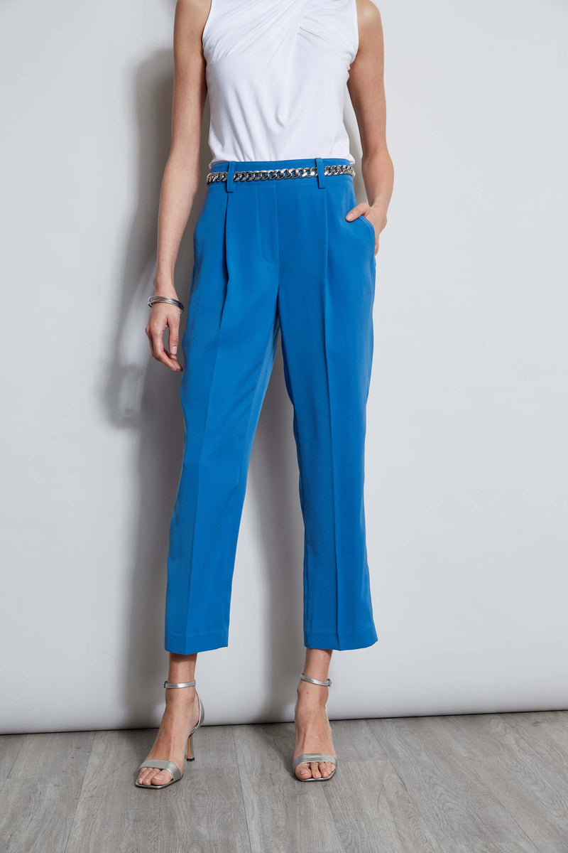 Pleated Straight Leg Pull On Pant