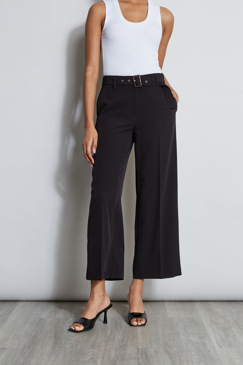 Wide Leg Cropped Belted Pant