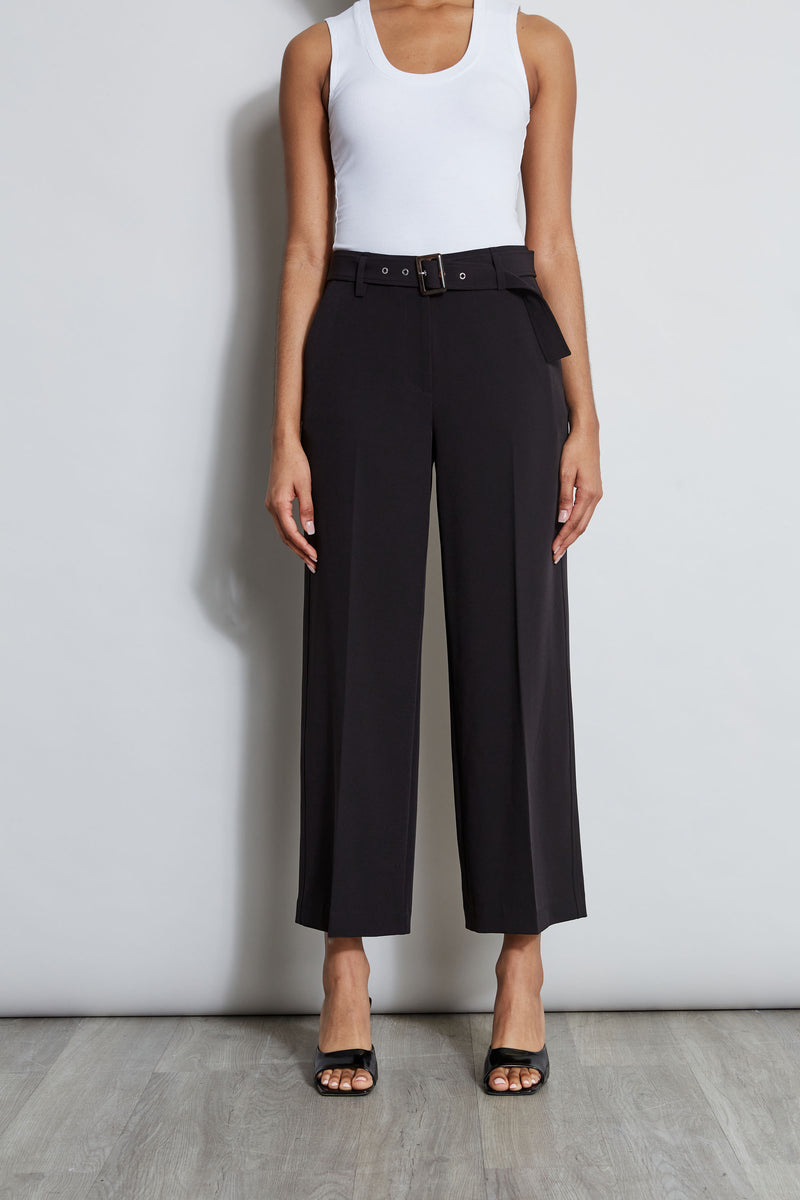 Wide Leg Cropped Belted Pant