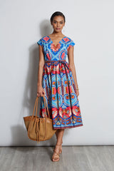 Tapestry Floral Cotton Midi Dress