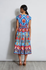 Tapestry Floral Cotton Midi Dress