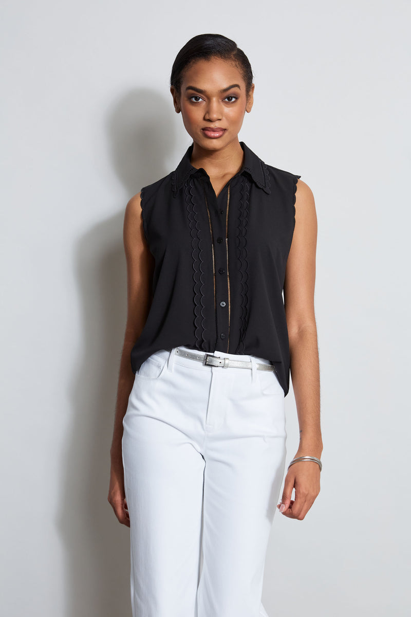 Sleeveless Button-Down Shirt