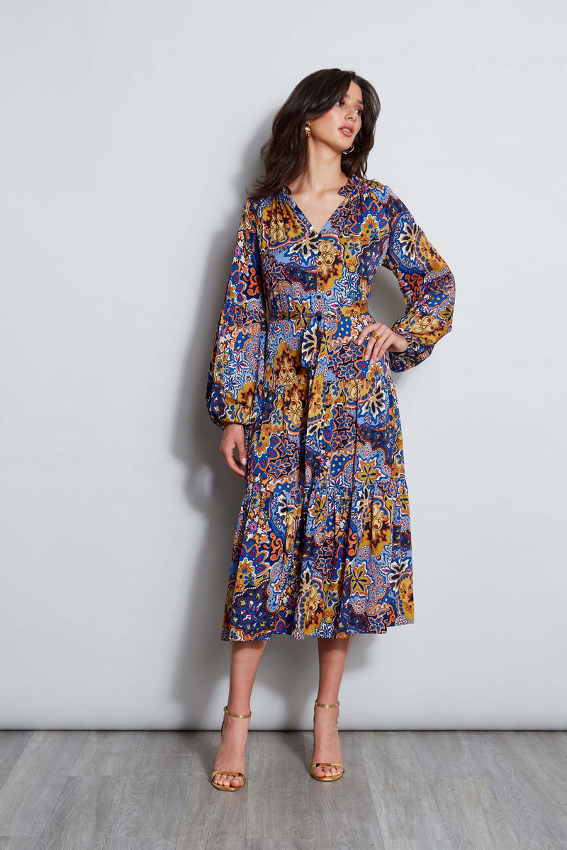 Silk Night Garden Midi Dress