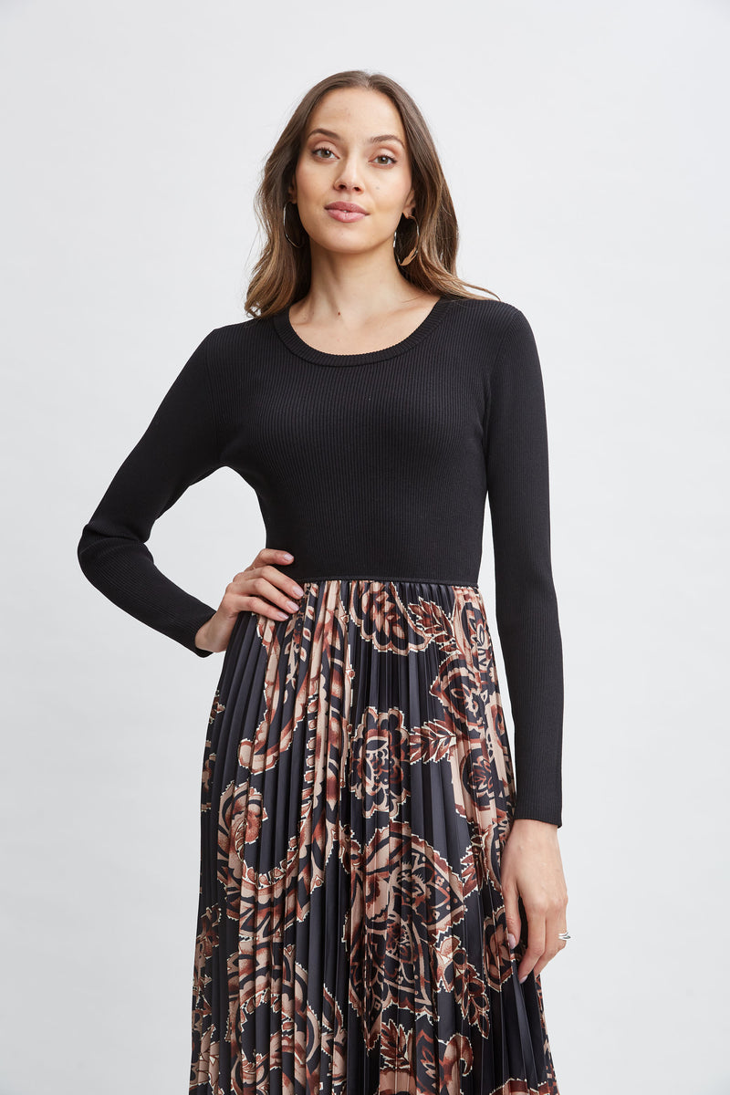 Paisley Pleated Midi Dress