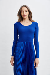 Long Sleeve Knit Pleated Dress