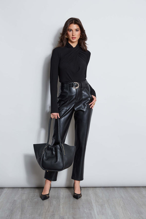 Vegan Leather Belted Pant