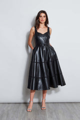 Vegan Leather Fit & Flare Dress