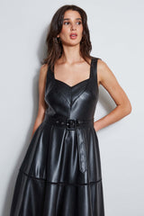 Vegan Leather Fit & Flare Dress