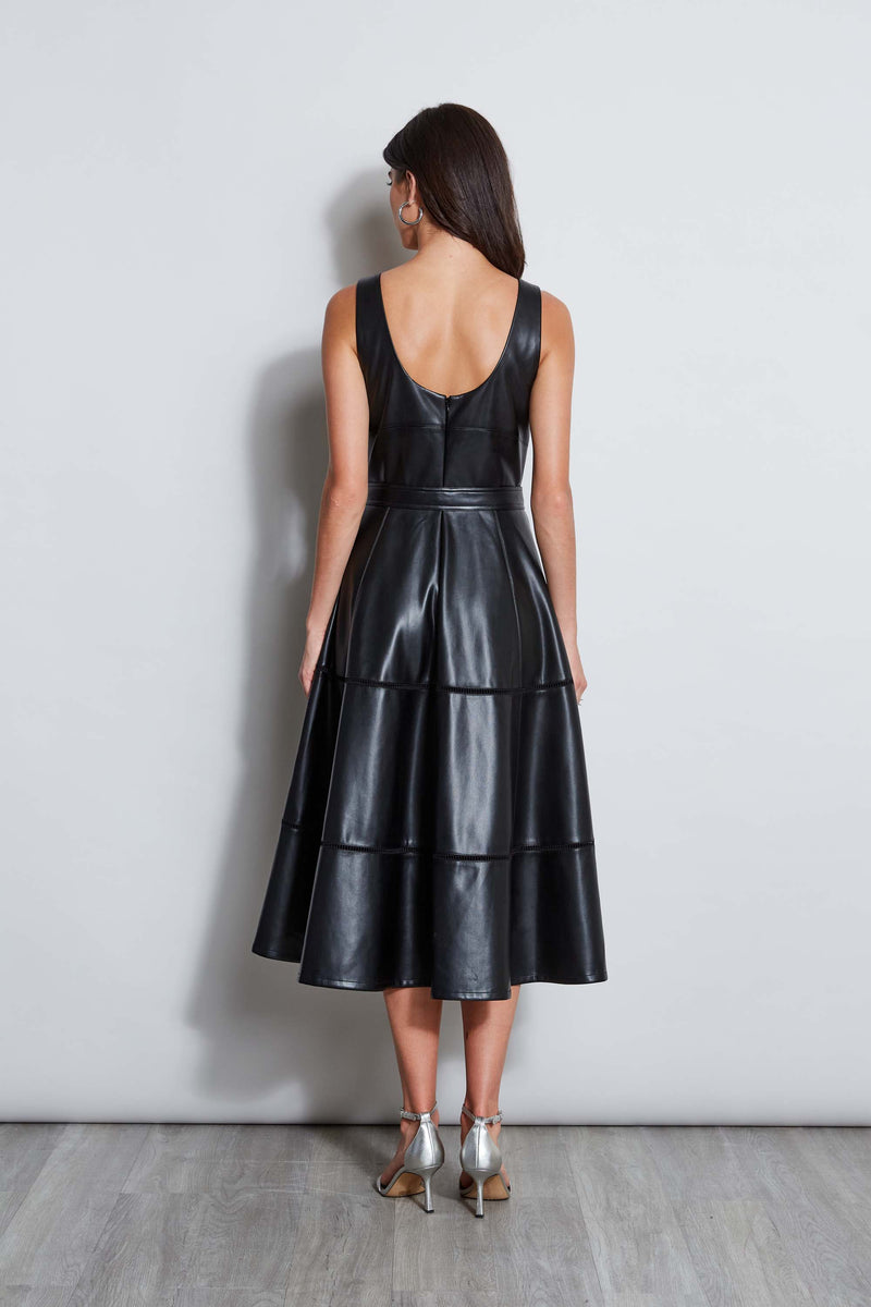 Vegan Leather Fit & Flare Dress