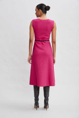 Square Neck Belted Sweater Dress