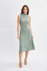 Sleeveless Cashmere Belted Dress