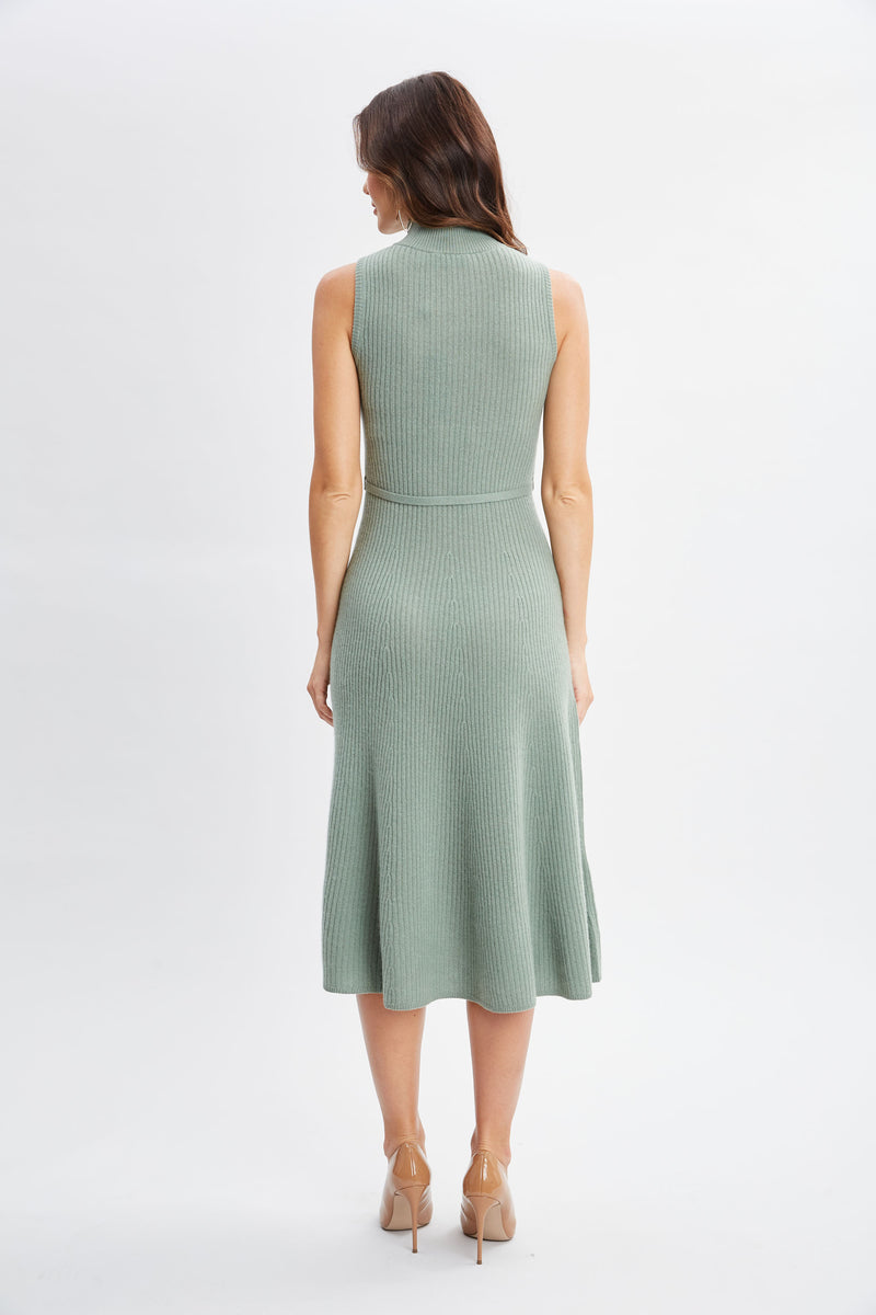 Sleeveless Cashmere Belted Dress