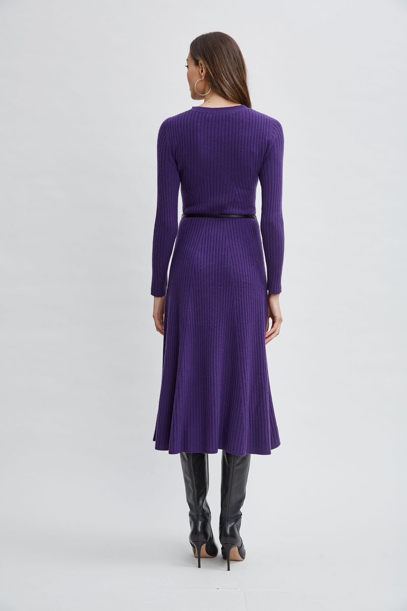 Cashmere Long Sleeve Belted Dress