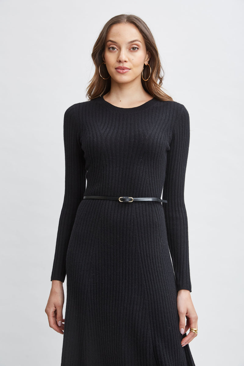 Cashmere Long Sleeve Belted Dress