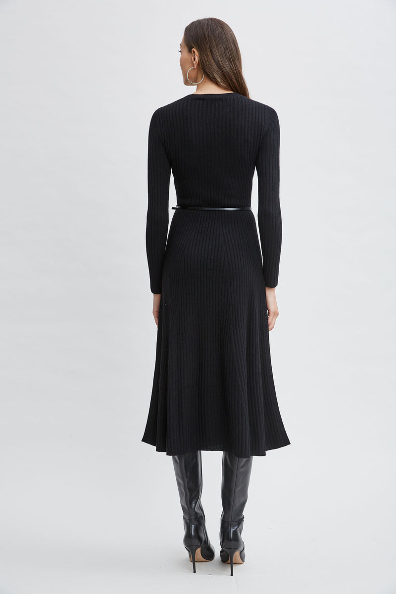 Cashmere Long Sleeve Betled Dress