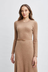 Cashmere Long Sleeve Belted Dress