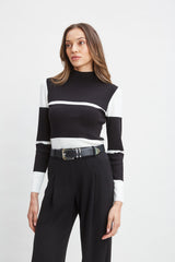 Stripe Mock Neck Sweater