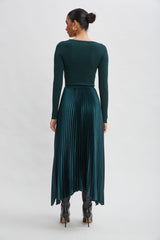 Long Sleeve Knit Pleated Dress