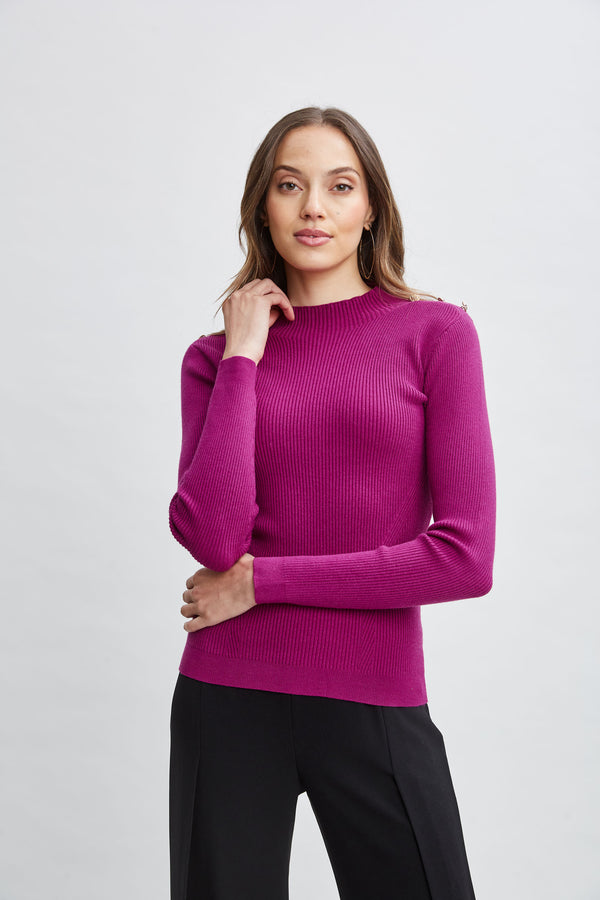 Mock Neck Button Sweater