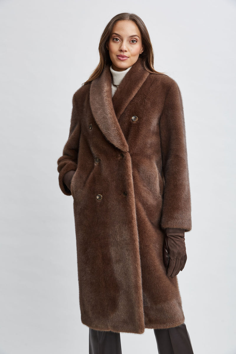 Vegan Fur Double Breasted Coat