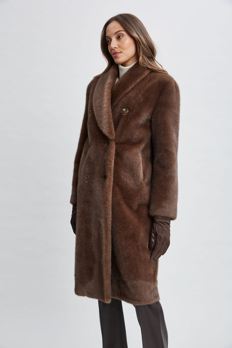 Vegan Fur Double Breasted Coat