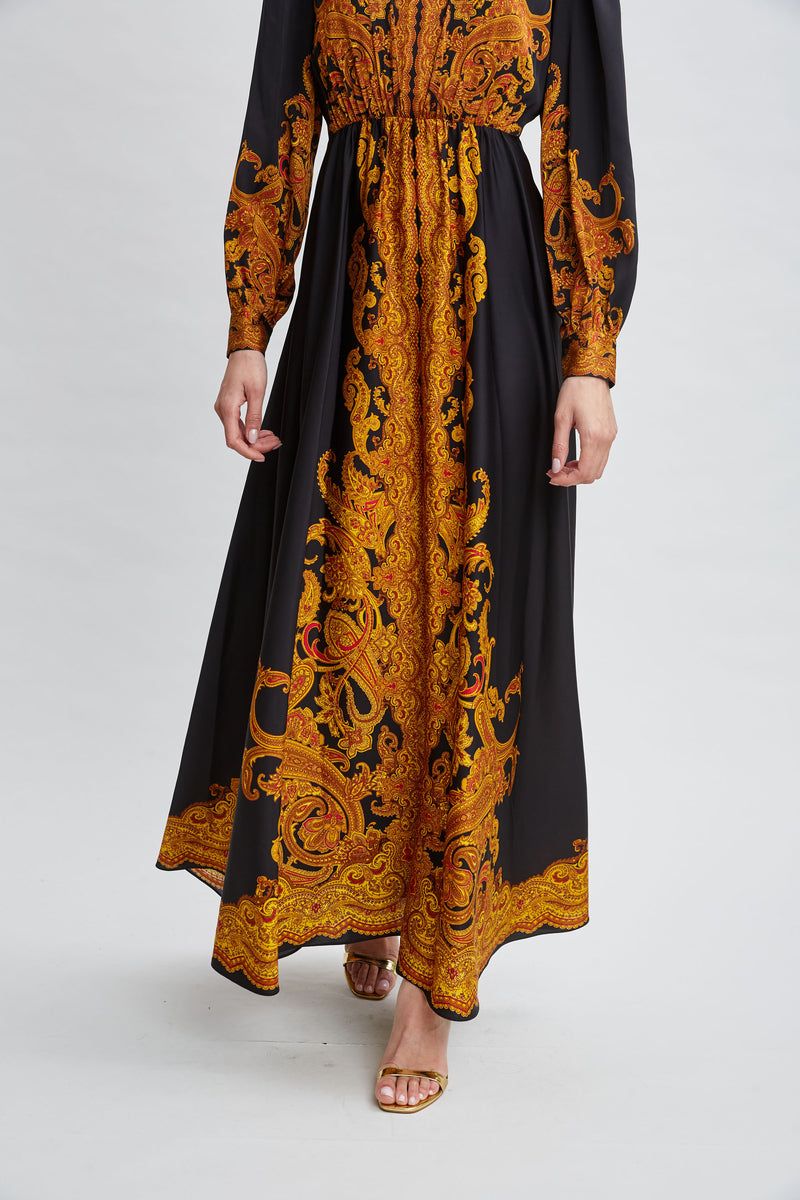 Silk Paisley Maxi Dress