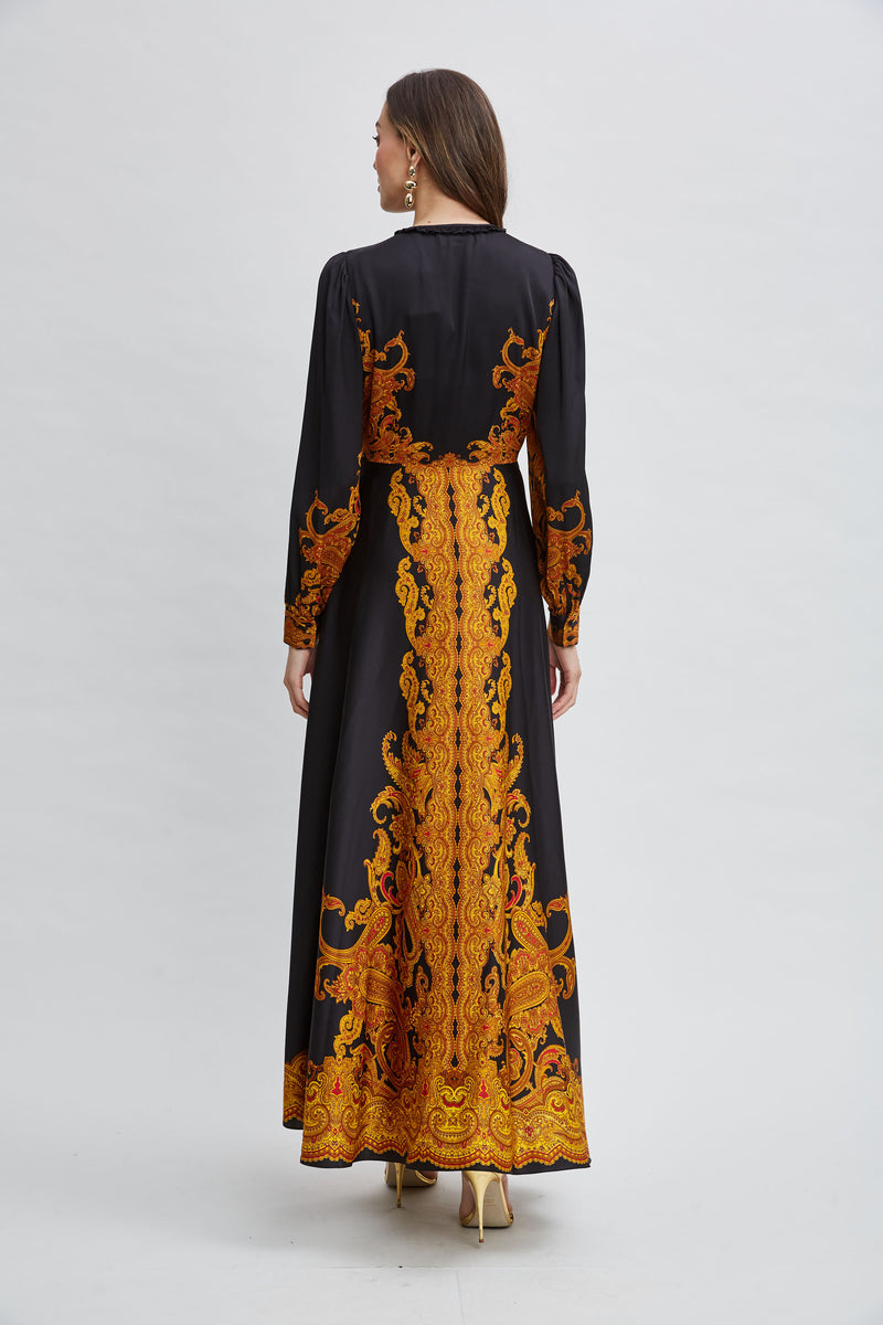 Silk Paisley Maxi Dress